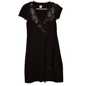 Nanette Lepore 100% Merino Wool Embroidered Beaded Classic Cozy Sweater Dress S